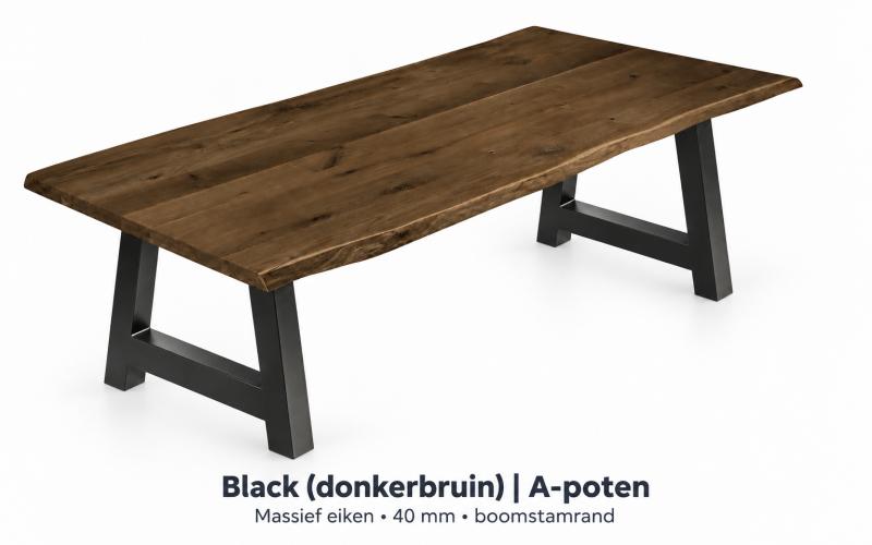 Eiken boomstamtafel Black (donkerbruin) &ndash; op maat